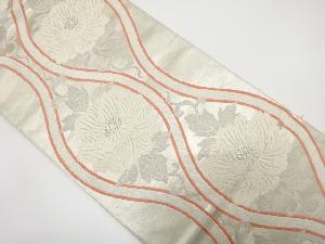 アンティーク　立涌に牡丹模様織り出し袋帯（着用可）